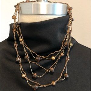 Brown Beaded Multi Strand Choker